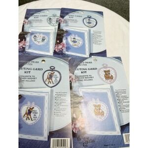 Lot 4-New Berlin Old Friends Deer Bear Duck Floral Cross‎ Stitch Card Magnet Kit